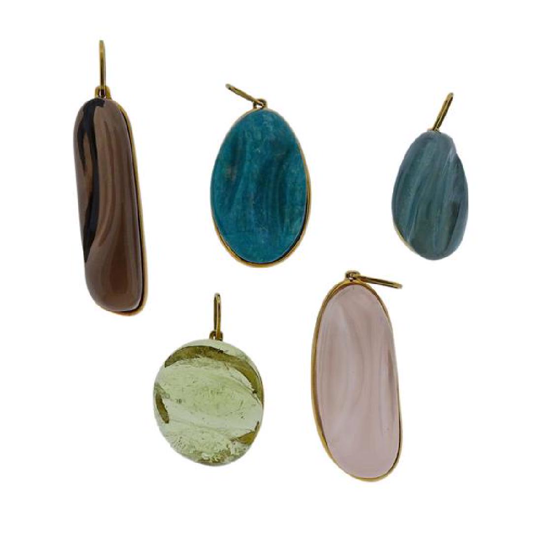 Burle Marx 18K Gold Colored Stone Pendant Lot of 5 (1 of 5)