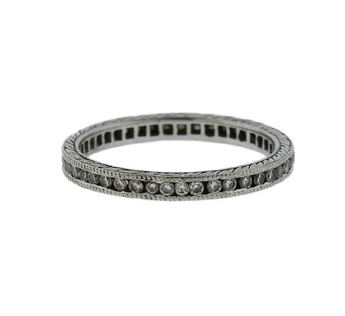 Art Deco Platinum Diamond Eternity Wedding Band Ring (1 of 2)