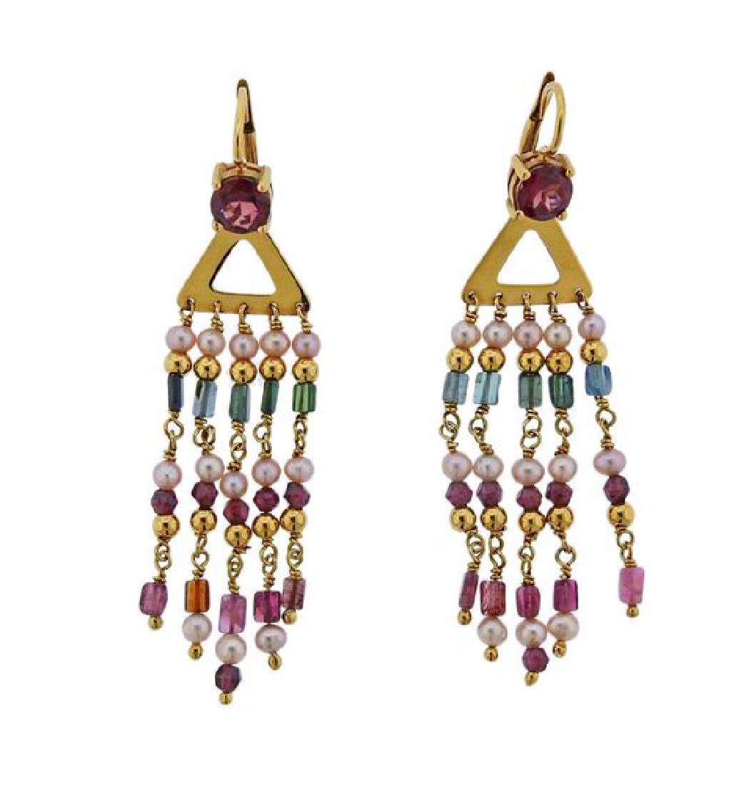 18k Gold Multi Color Gemstone Earrings (1 of 4)