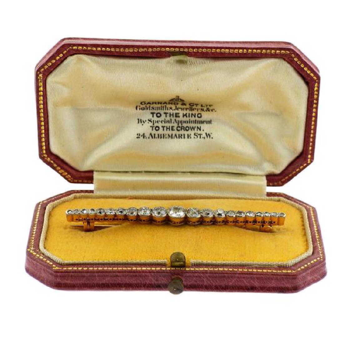 Antique 18k Gold Platinum Diamond Bar Brooch Pin (1 of 4)