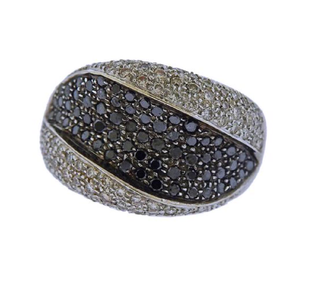 18k Gold Black White Diamond Ring (1 of 4)