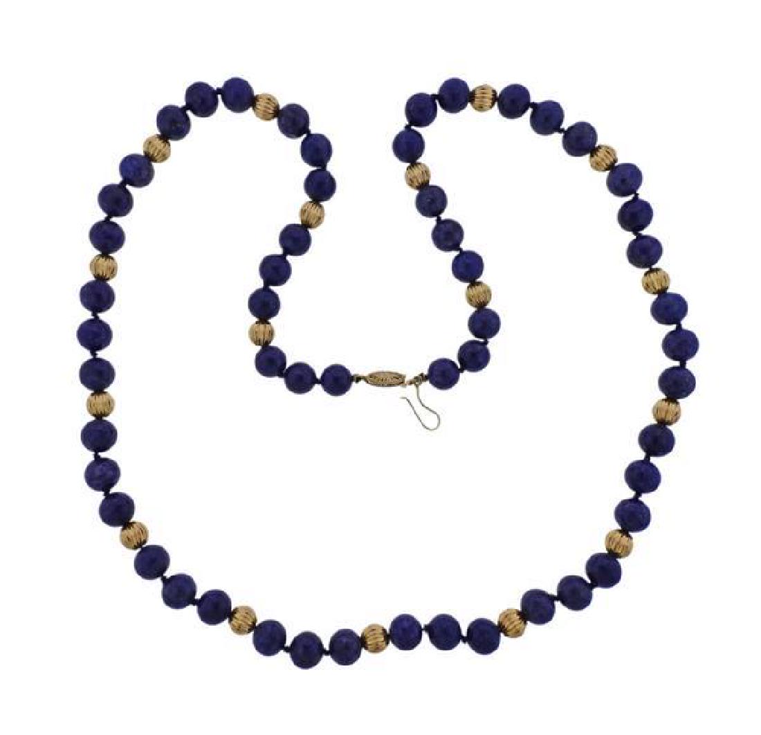14k Gold Lapis Bead Necklace (1 of 3)