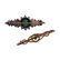 Antique English 9k Gold Malachite Turquoise Pearl - 2