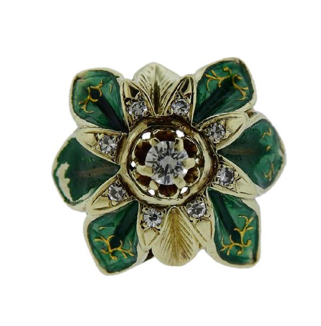 14k Gold Diamond Enamel Ring (1 of 3)