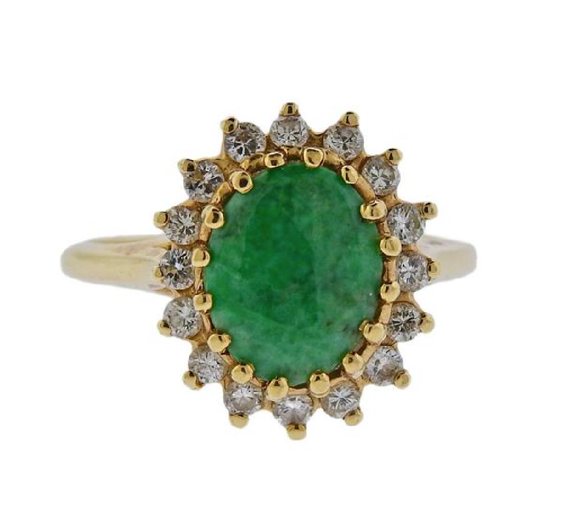 14K Gold Diamond Jade Halo Ring (1 of 3)