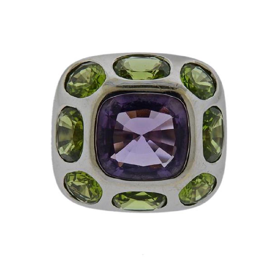 18K Gold Purple Green Stone Ring (1 of 4)