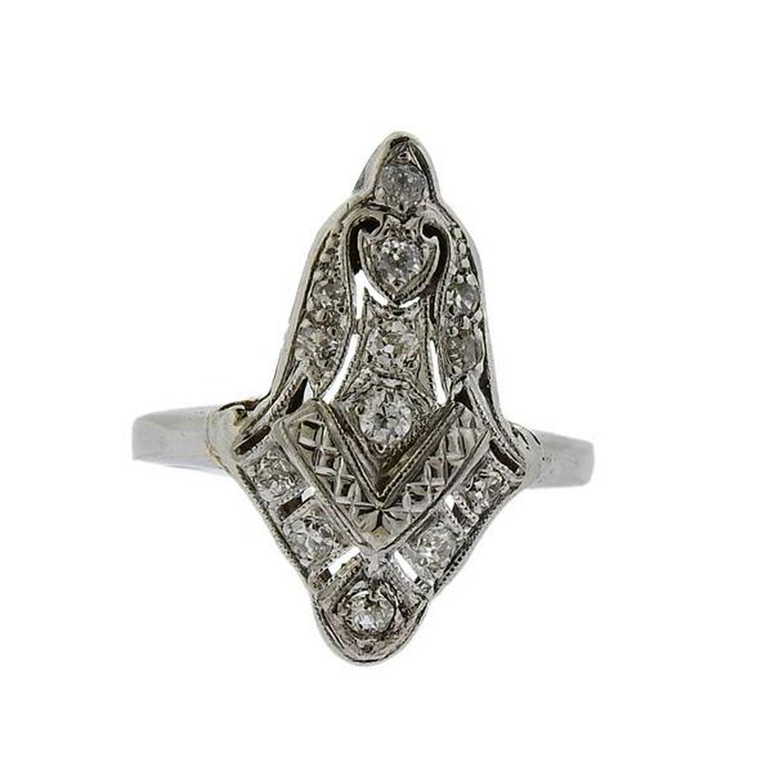 Art Deco Platinum Diamond  Ring (1 of 3)