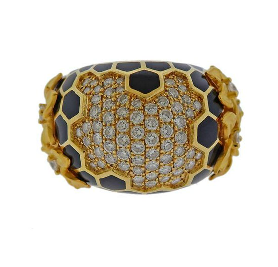 Magerit Joyas 18K Gold Diamond Enamel Ring (1 of 6)