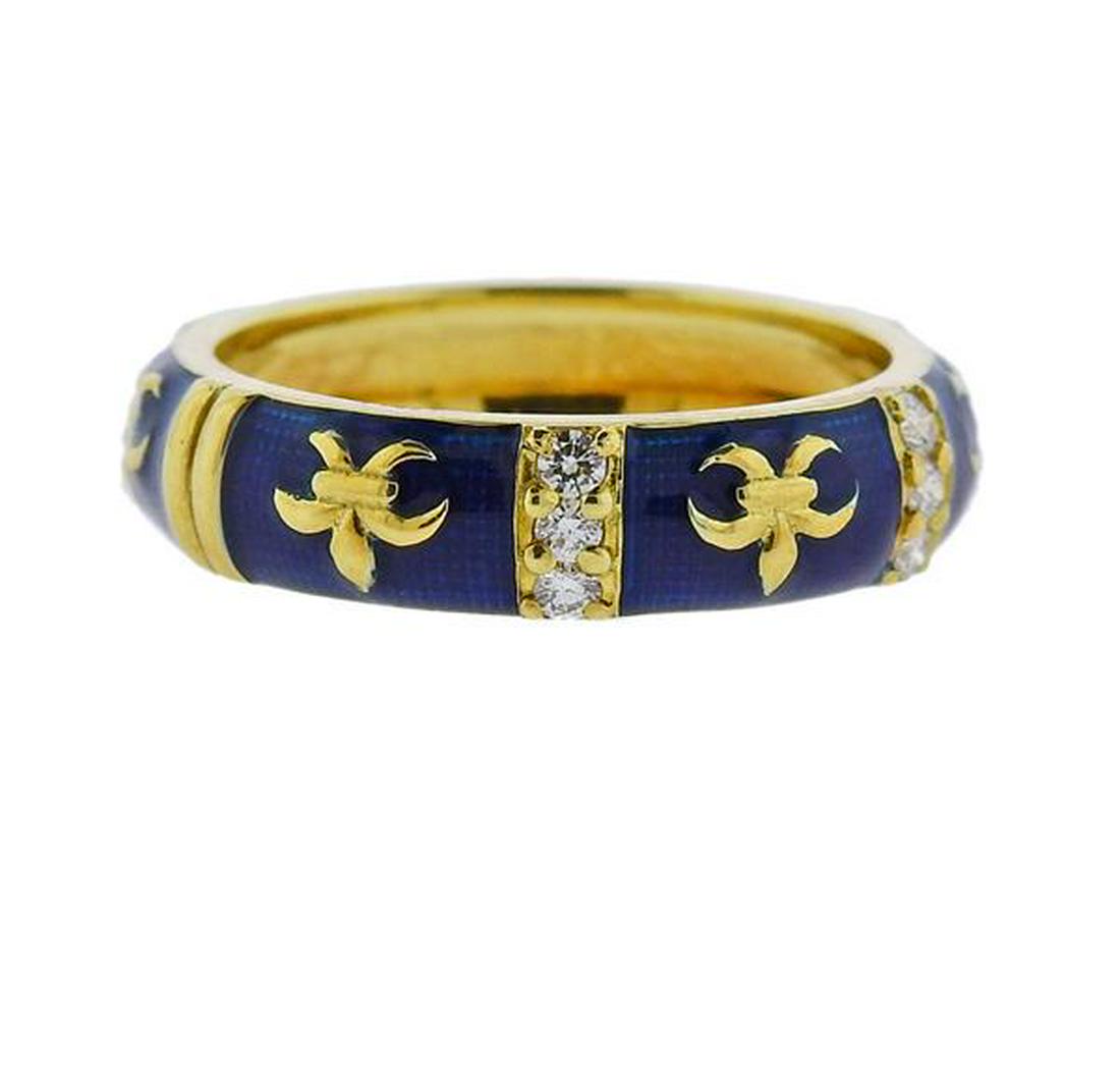 Hidalgo 18K Gold Diamond Enamel Ring (1 of 3)