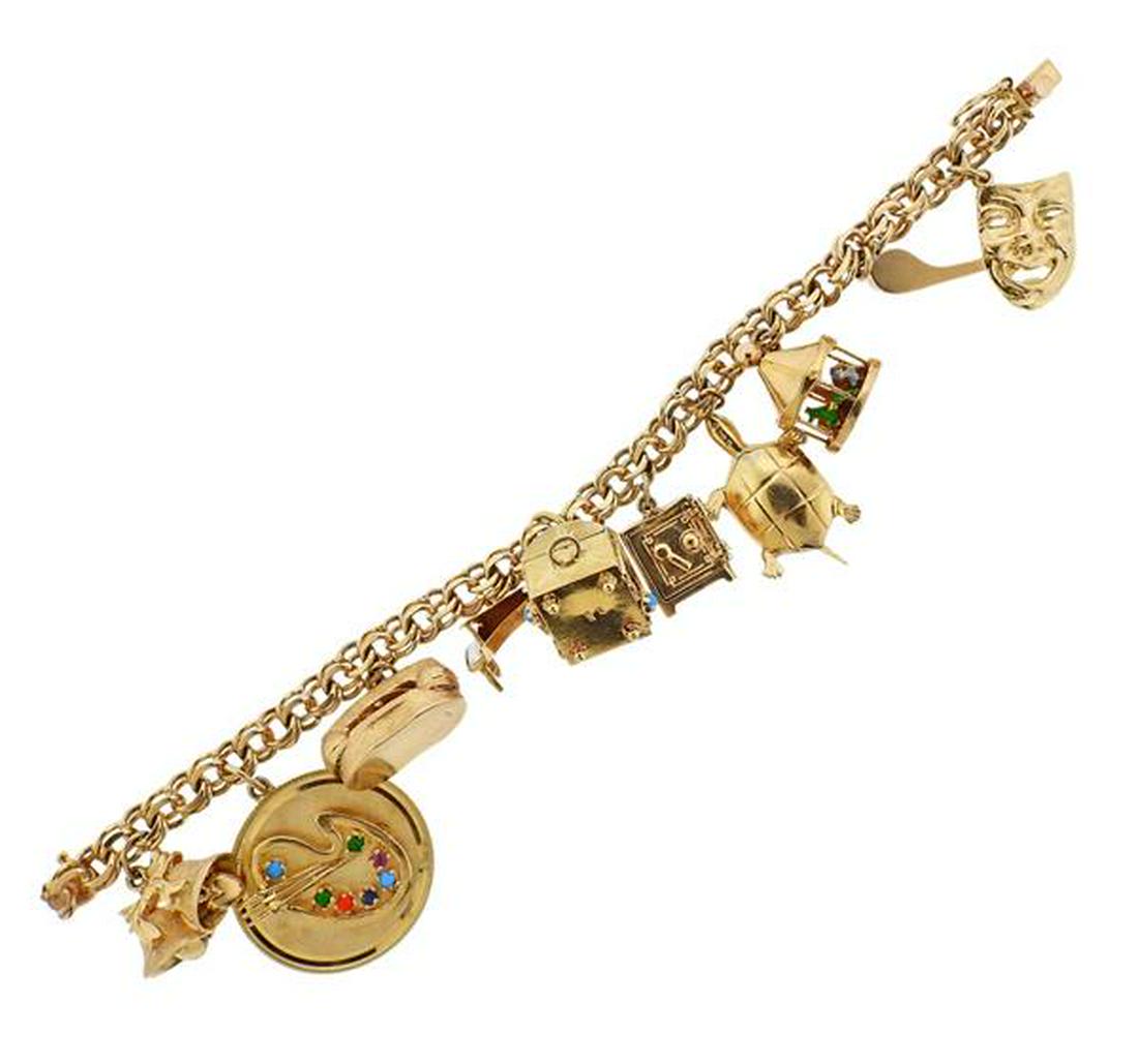 14k Gold Gemstone  Multi Charm Bracelet (1 of 4)