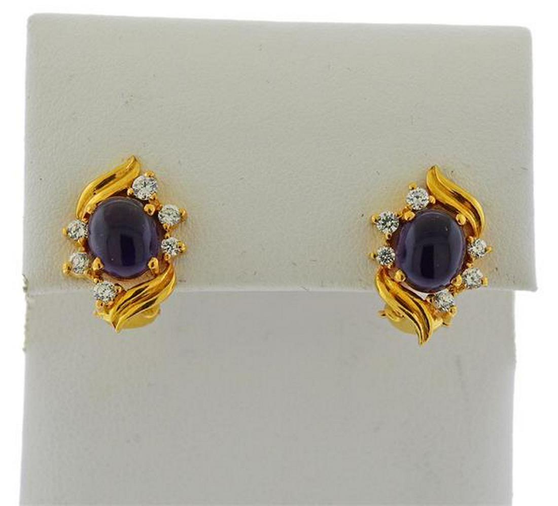 22K Gold Diamond Amethyst Earrings (1 of 4)