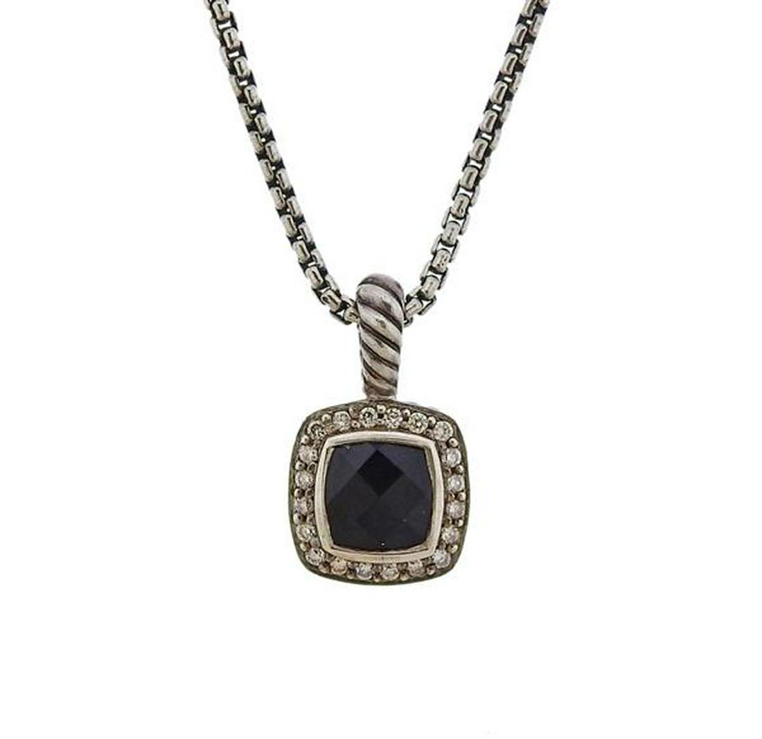 David Yurman Albion Silver Diamond Onyx Pendant (1 of 3)