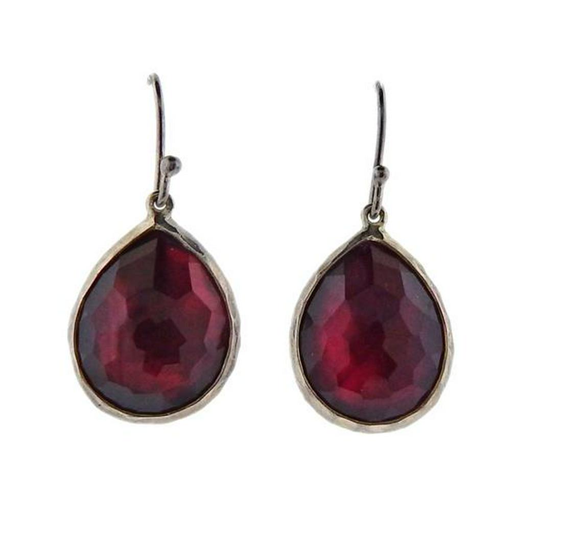 Ippolita Rock Candy Silver MOP Quartz Earrings: METAL: Sterling Silver. MEASUREMENTS: Earrings are 30mm long x 15mm wide. GEMSTONES: Red quartz, backed with mother of pearl. MARKED: 925, Ippolita. WEIGHT: 4.9 grams.Gemstones have not been graded fo