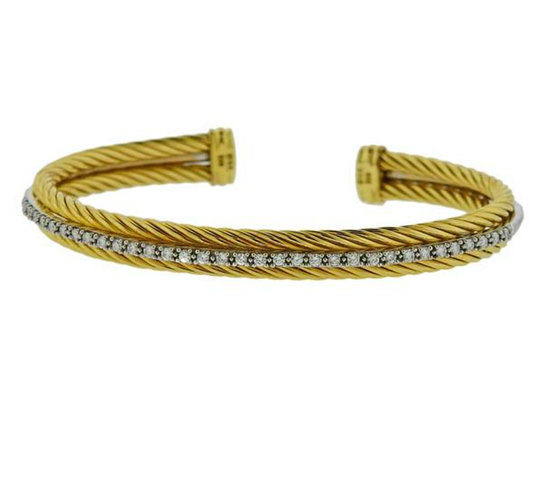 David Yurman 18k Gold Diamond Cable Bracelet (1 of 4)