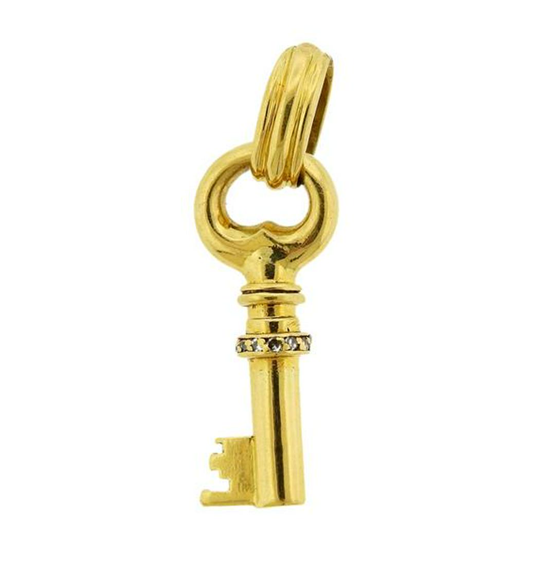 18k Gold Diamond Key Pendant (1 of 3)