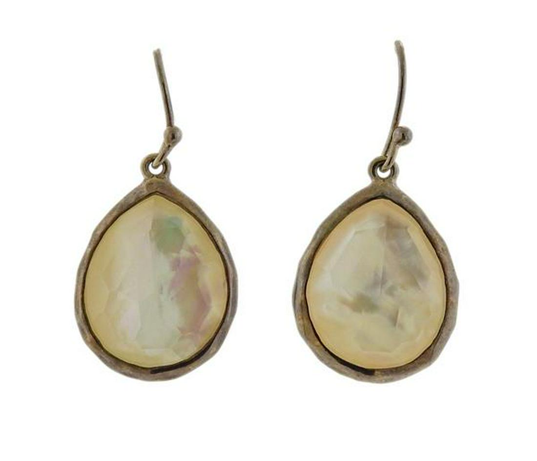 Ippolita Sterling Silver Mother of Pearl Quartz: METAL: Sterling Silver. MEASUREMENTS: Earrings are 32mm x 15mm. GEMSTONES: Quartz, backed with mother of pearl. MARKED: Ippolita, 925. WEIGHT: 5.6 grams.Gemstones have not been graded for color and cl