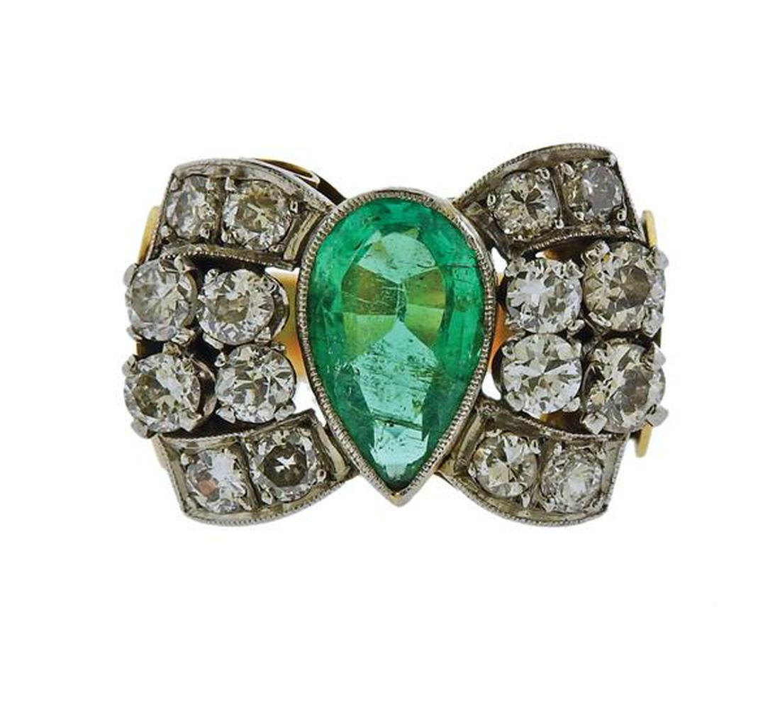 18K Gold Diamond Emerald Ring (1 of 4)