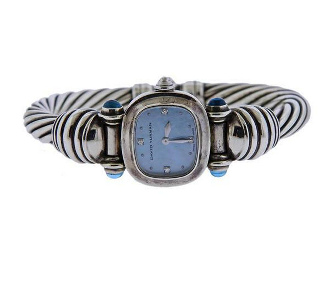 David Yurman Sterling Diamond MOP Blue Stone Cable (1 of 3)