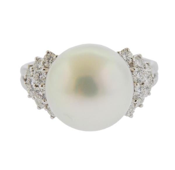18K Gold Diamond South Sea Pearl Ring (1 of 4)