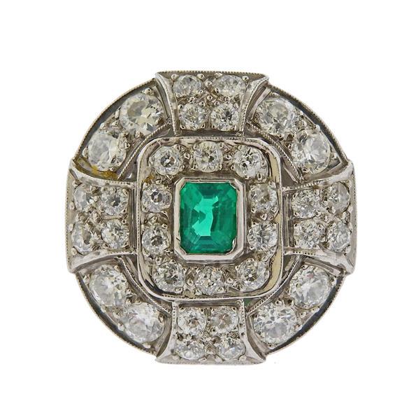 Platinum Diamond Emerald Ring (1 of 4)