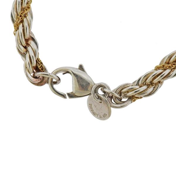Tiffany & Co Sterling Silver 18K Gold Rope Necklace (1 of 2)