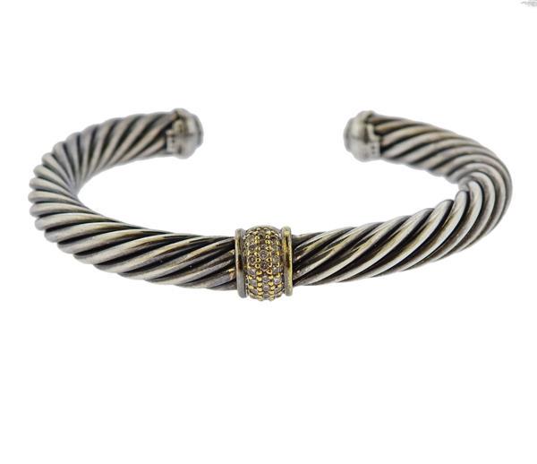 David Yurman 18K Gold Silver Diamond Bracelet (1 of 4)