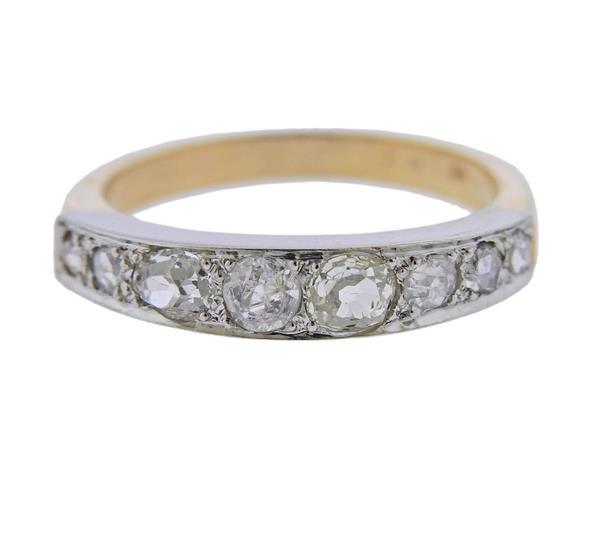 Antique 14k Gold Platinum Diamond Band Ring (1 of 3)