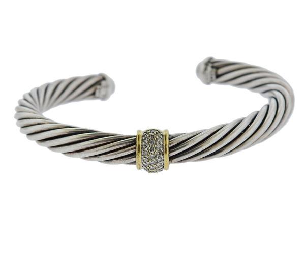 David Yurman Sterling Silver 18k Gold Diamond Cable (1 of 5)