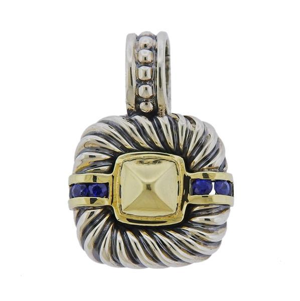 David Yurman Sterling 14K Gold Sapphire Pendant (1 of 3)