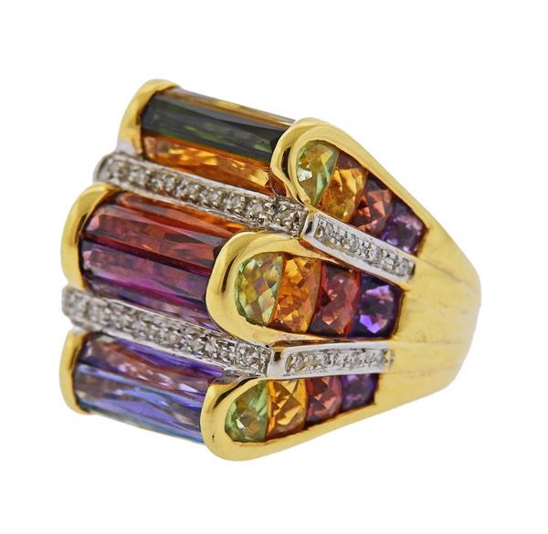 Bellarri 18K Gold Diamond Multi Gemstone Ring (1 of 4)