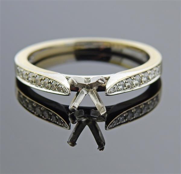 18K Gold Platinum Diamond Engagement Ring Mounting (1 of 3)
