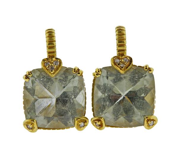 Judith Ripka 18k Gold Diamond Quartz Earrings (1 of 4)