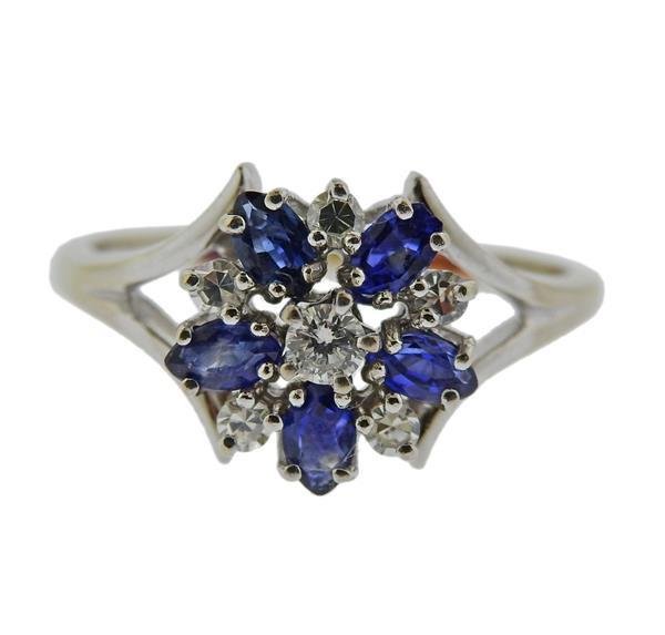 14k Gold Diamond Sapphire Flower Ring (1 of 3)