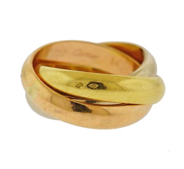 Cartier Trinity 18K Tri Color Gold Rolling Band Ring 54 (1 of 3)
