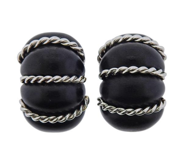 Seaman Schepps 18K Gold Wood Shrimp Earrings (1 of 5)