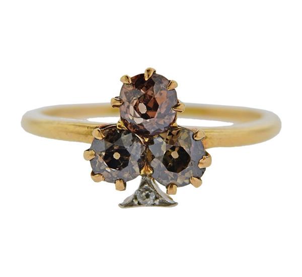 Antique 18K Gold Club Fancy Diamond Ring (1 of 3)