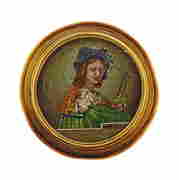 Antique 18k Gold Micro Mosaic Portrait Brooch Pendant (1 of 4)