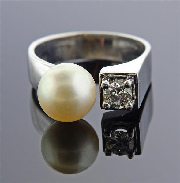 18K Gold Diamond Pearl Ring (1 of 3)