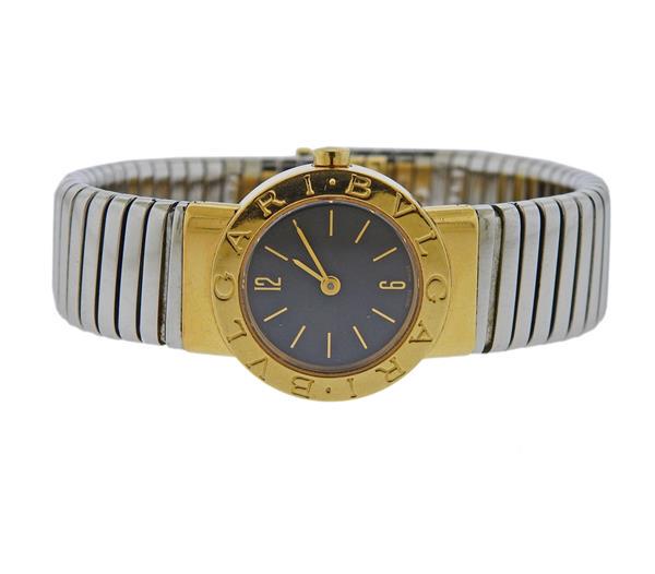 Bvlgari Bulgari Tubogas 18k Gold Steel Cuff Watch BB 23 (1 of 4)