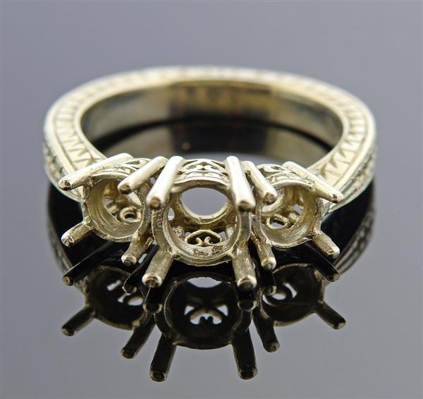 14K Gold Three Stone Ring Mounting (1 of 3)