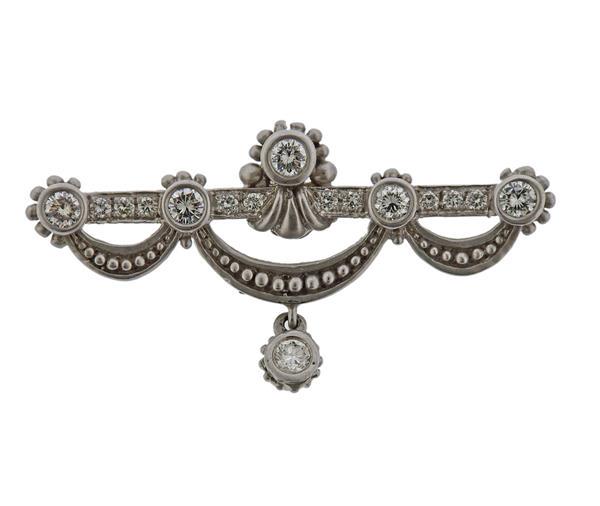 18K Gold Diamond Bar Brooch (1 of 4)