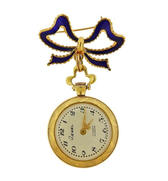 Antique 18k Gold Enamel Lapel Pocket Watch (1 of 4)