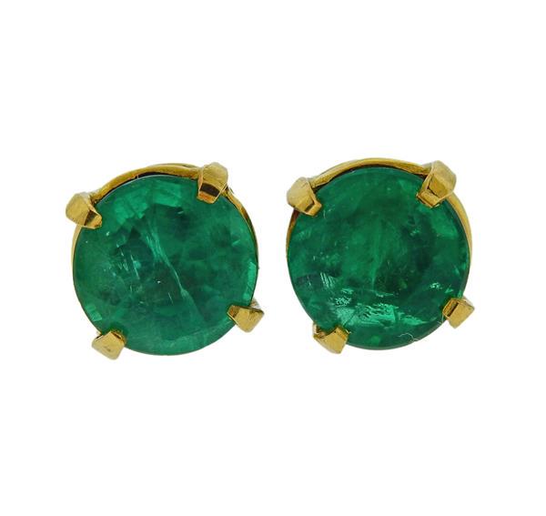18K Gold Emerald Stud Earrings (1 of 3)