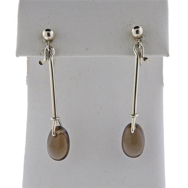 Georg Jensen Silver Smoky Quartz Drop Earrings (1 of 3)