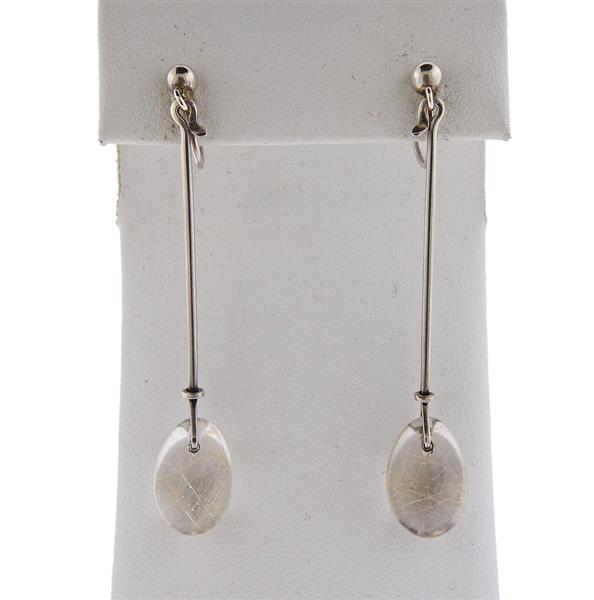 Georg Jensen Silver Rutilated Quartz Drop Earrings (1 of 4)