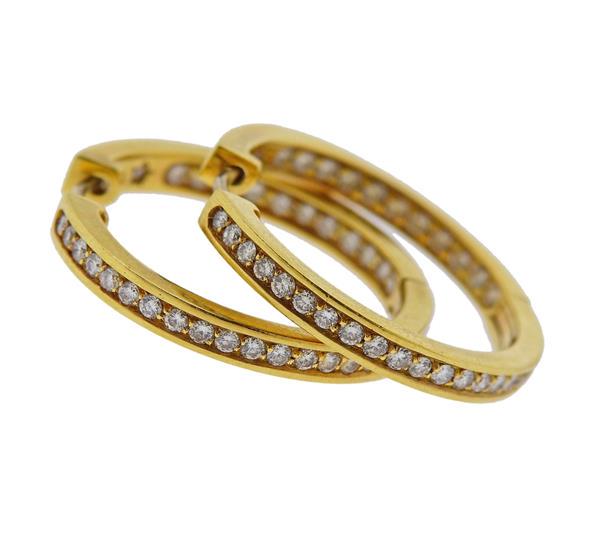 H. Stern 18K Gold Diamond Hoop Earrings (1 of 4)
