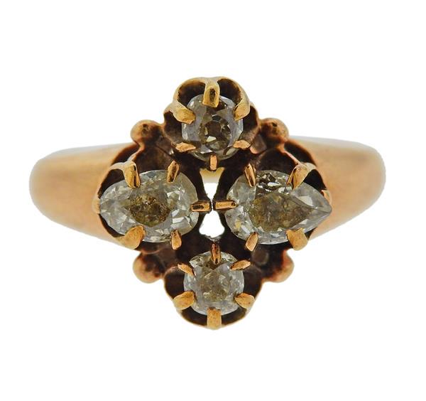 Antique 14K Gold Rose Cut Diamond Ring (1 of 3)