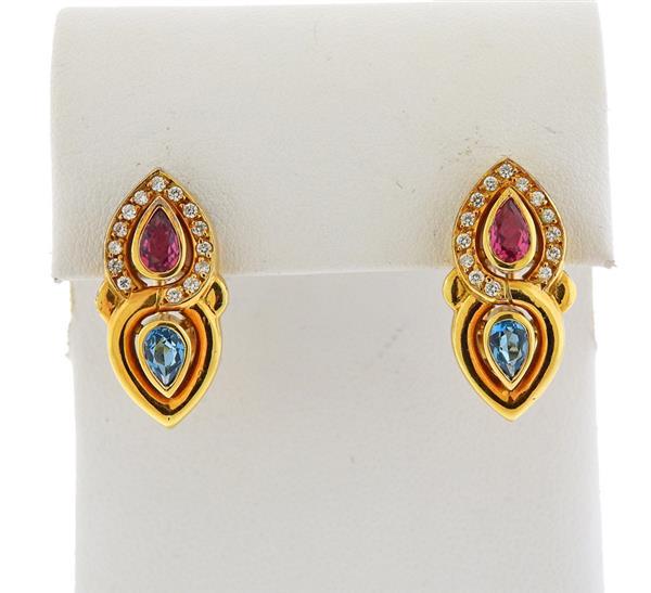 H. Stern 18K Gold Diamond Gemstone Earrings (1 of 3)