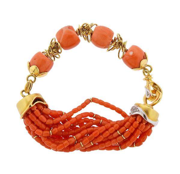 Silvia Kelly 18K Gold Diamond Coral Bracelet (1 of 5)