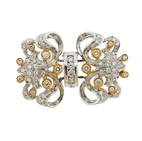 Italian 18k Gold Diamond Necklace Clasp: METAL: 18k Gold. MEASUREMENTS: Clasp is 32mm x 22mm. GEMSTONES: Diamonds approx. 0.89ctw. MARKED: 750, Italian marks. WEIGHT: 10 grams.Gemstones have not been graded for color and clarity ,and tested 